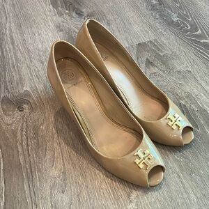 Tory Burch Patent Leather Wooden Wedges